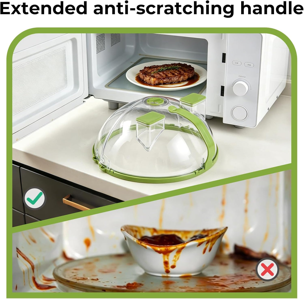 10-in Sturdy Insulated Plastic Microwave Splatter Cover with Water Steamer - Microwave Safe Food Dome, Kitchenware Accessory for Oven