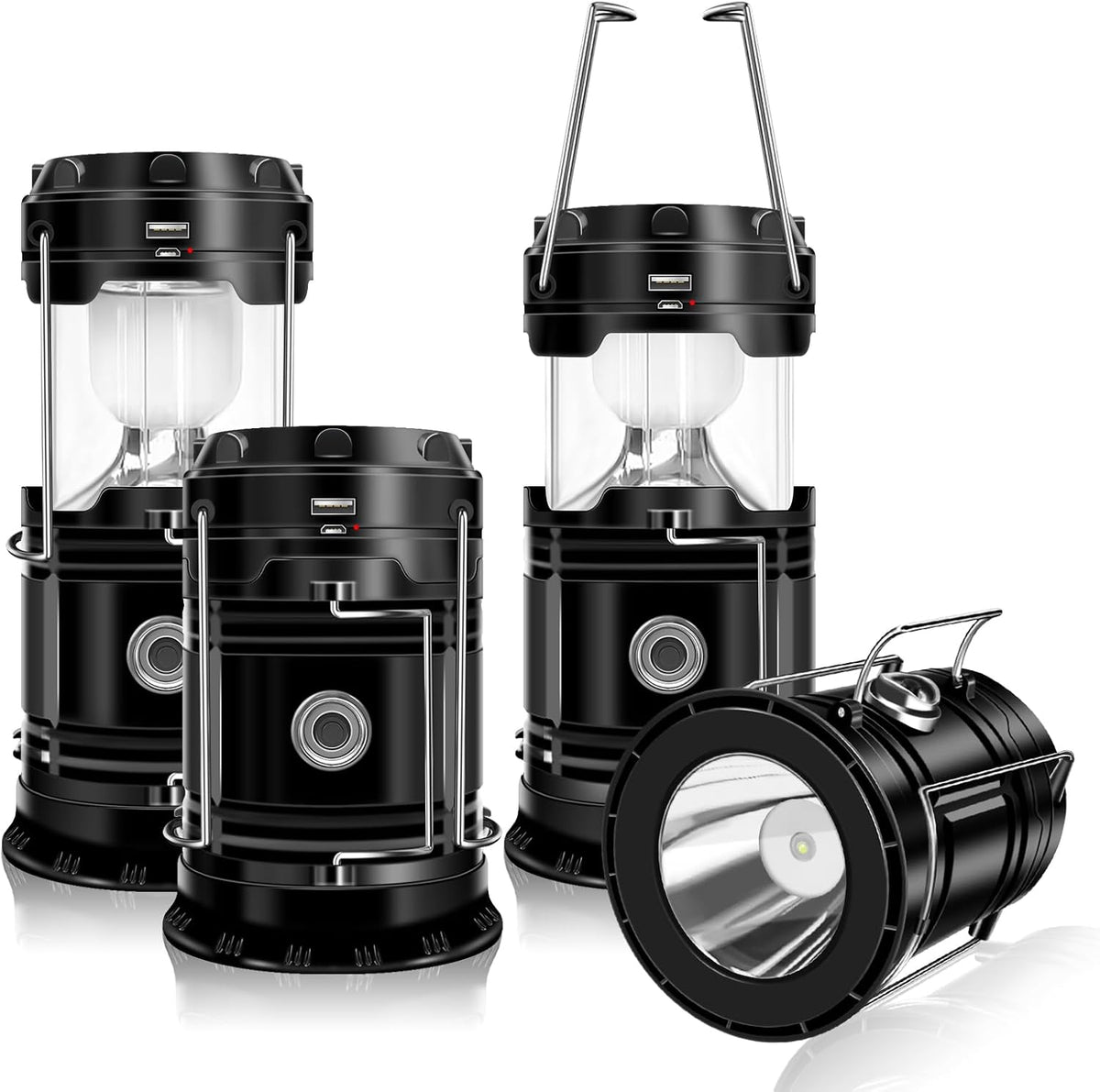 Solar Camping Lantern- Rechargeable LED Lights, Magnetic Base & Foldable Hanging Hook- Collapsible Lamp Battery Powered Perfect for Power Outages, Hiking, Emergencies Adjustable Flashlight Adjustable Tactical Flashlight gifts gift set-SummerVibes