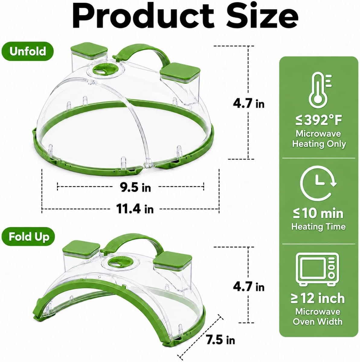10-in Sturdy Insulated Plastic Microwave Splatter Cover with Water Steamer - Microwave Safe Food Dome, Kitchenware Accessory for Oven