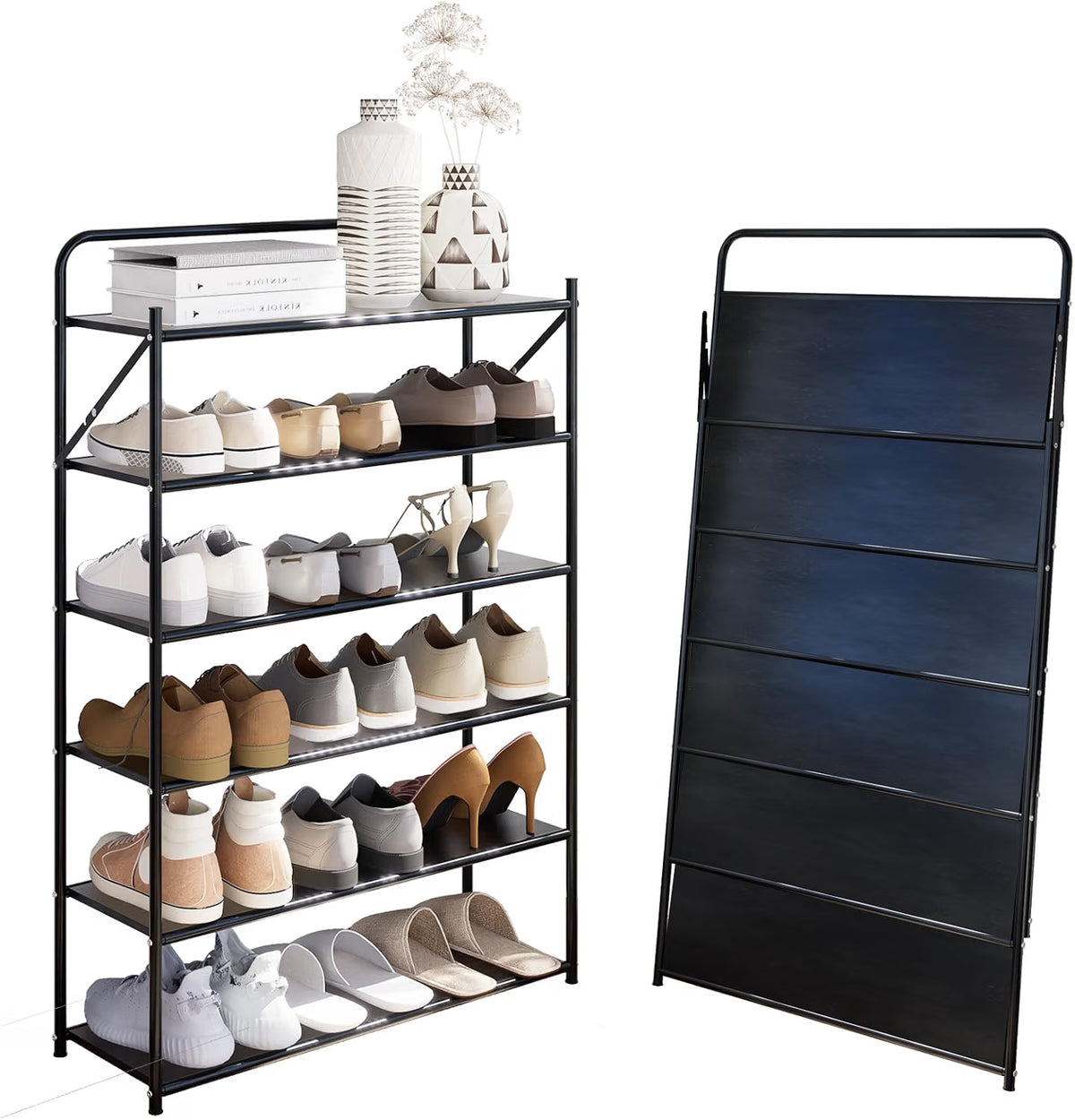 4-Tier Foldable Shoe Storage Rack – No-Assembly Adjustable Shoe Organizer with High-Capacity Shelves for Entryway, Closet & Home Organization