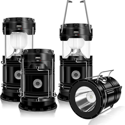 Solar Camping Lantern- Rechargeable LED Lights, Magnetic Base & Foldable Hanging Hook- Collapsible Lamp Battery Powered Perfect for Power Outages, Hiking, Emergencies Adjustable Flashlight Adjustable Tactical Flashlight gifts gift set-SummerVibes