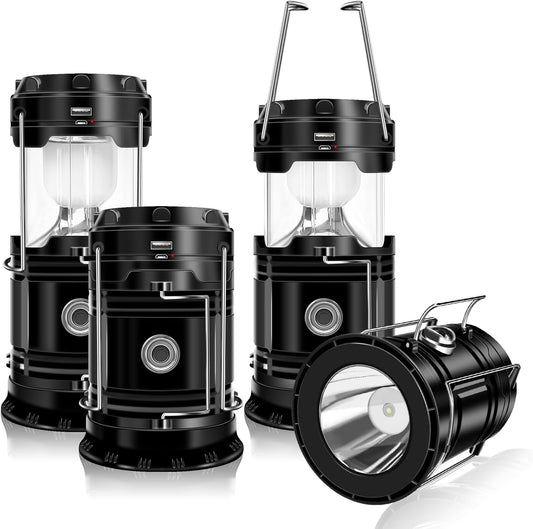 Solar Camping Lantern- Rechargeable LED Lights, Magnetic Base & Foldable Hanging Hook- Collapsible Lamp Battery Powered Perfect for Power Outages, Hiking, Emergencies Adjustable Flashlight Adjustable Tactical Flashlight gifts gift set-SummerVibes