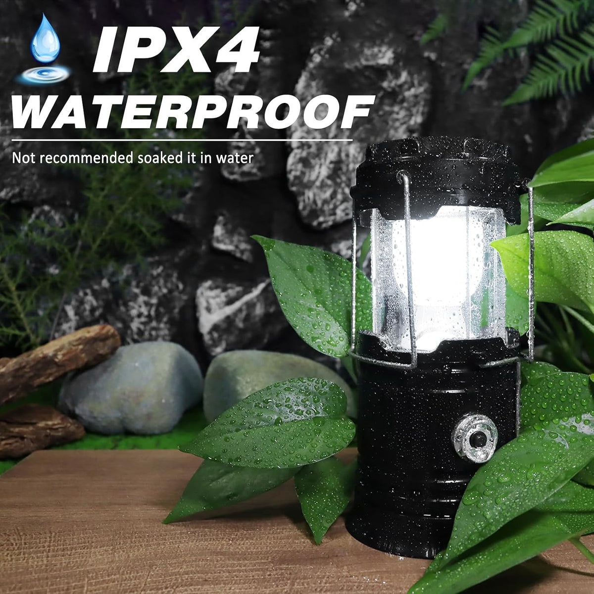 Solar Camping Lantern- Rechargeable LED Lights, Magnetic Base & Foldable Hanging Hook- Collapsible Lamp Battery Powered Perfect for Power Outages, Hiking, Emergencies Adjustable Flashlight Adjustable Tactical Flashlight gifts gift set-SummerVibes