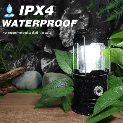 Solar Camping Lantern- Rechargeable LED Lights, Magnetic Base & Foldable Hanging Hook- Collapsible Lamp Battery Powered Perfect for Power Outages, Hiking, Emergencies Adjustable Flashlight Adjustable Tactical Flashlight gifts gift set-SummerVibes