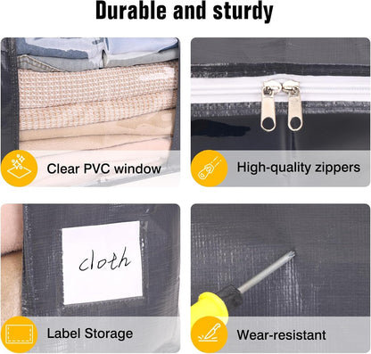 Grey 6-pack clothing storage bag foldable thick cloth blanket used for organizing bedroom wardrobe clothes bedding and storage containers with handles