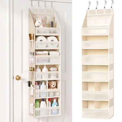 5-Tier Over-the-Door Hangable Fabric Storage Organizer with Large Mesh Pockets, Sturdy Lightweight Compact No-Drill Easy-Install Fabric Storage for Closet, Bedroom Organization Needs
